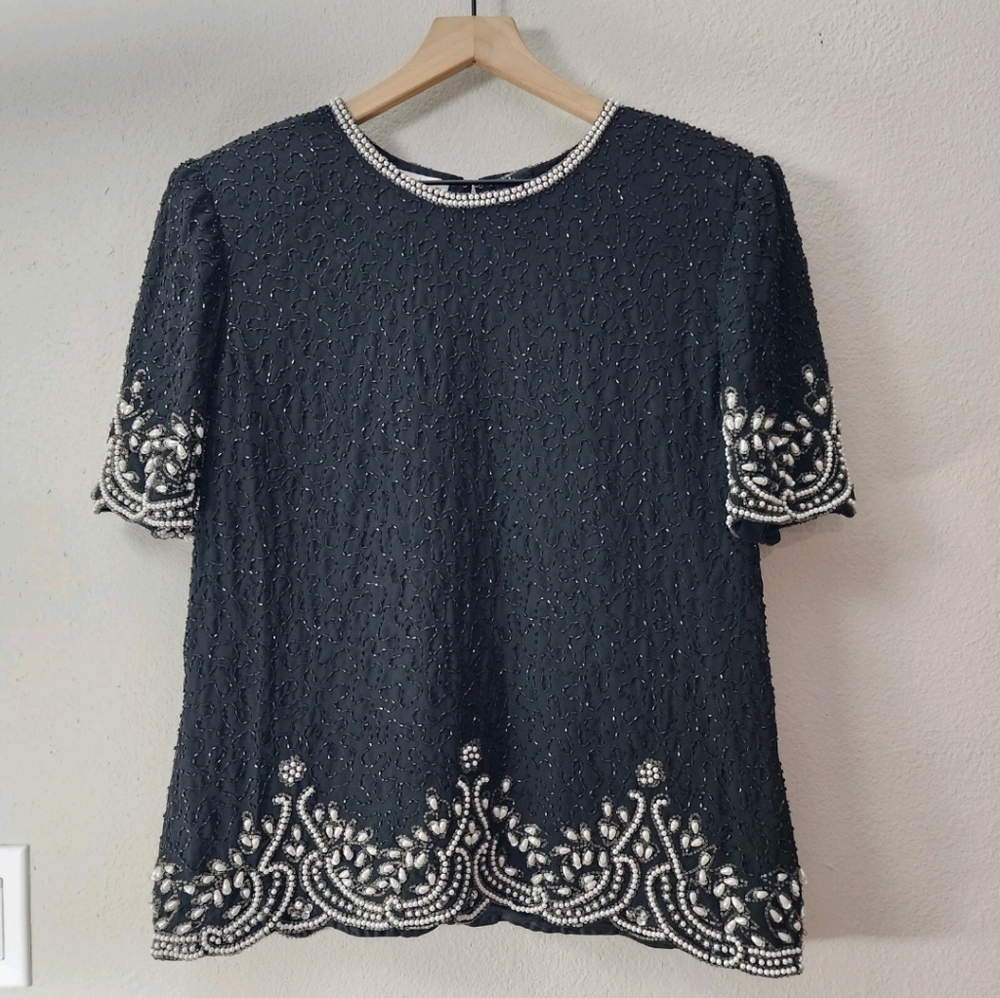 Vintage 80's‎ • Laurence Kazar • Beaded Blouse
